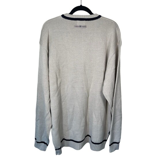 Phat‎ Farm Vintage Logo Letterman Style Mens V Neck Size XL Sweater Stone Wool - Picture 2 of 13
